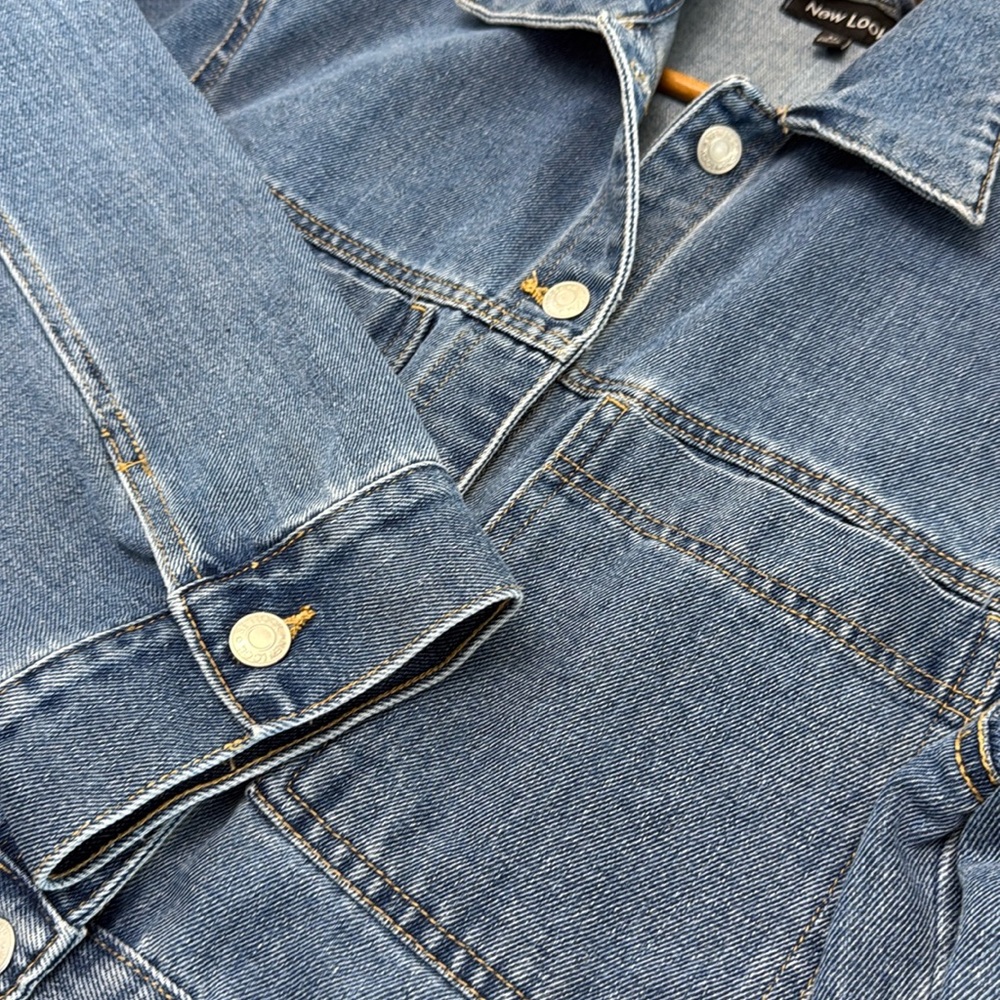 New Look Big Square Pocket Blue Denim Jacket